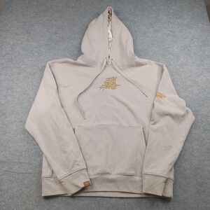 Zero Foxtrot Hoodie Mens Large Beige Big Fleece Pullover Graphic Sweatshirt